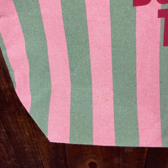 Sezane Bonjour Texas Tote Canvas Bag Striped Green Pink Shopper Tote - Picture 4 of 10